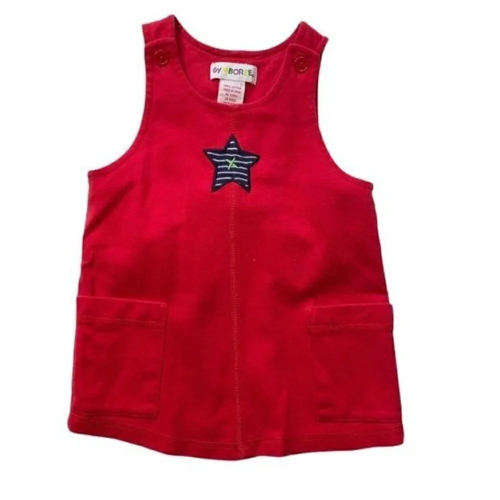 Gymboree Vintage Star Jumper Dress Red 9-18M